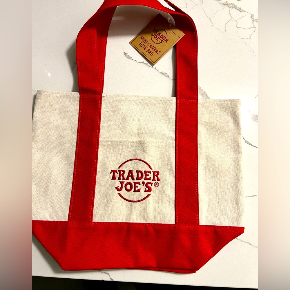 🌟NWT RED Trader Joe’s mini canvas tote🌟